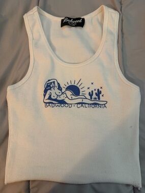 Badwood California White Ribbed Crop Tank